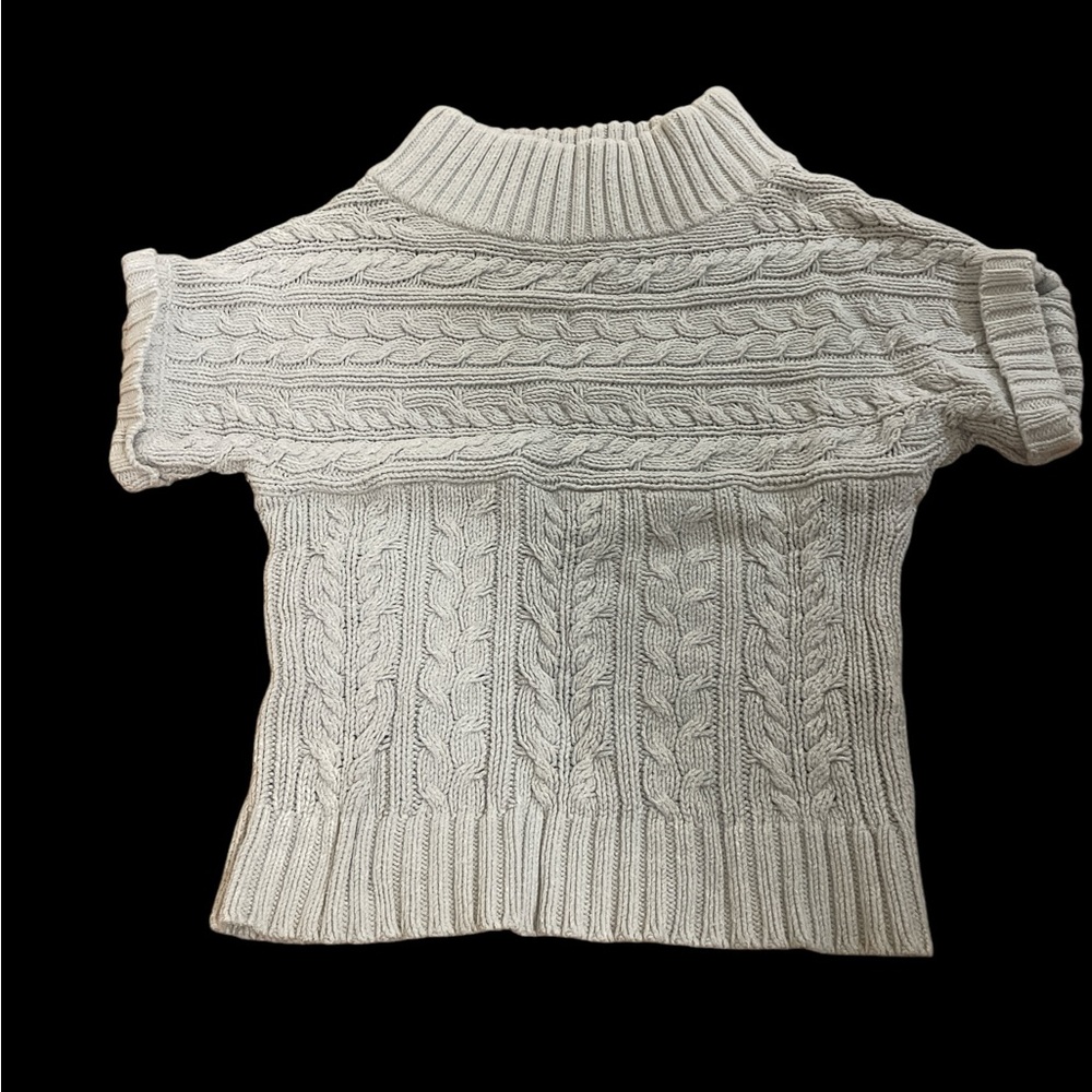 Lot 3 sweaters grey white marled cardigan pullover cable knit Anthropologie S - Picture 5 of 9